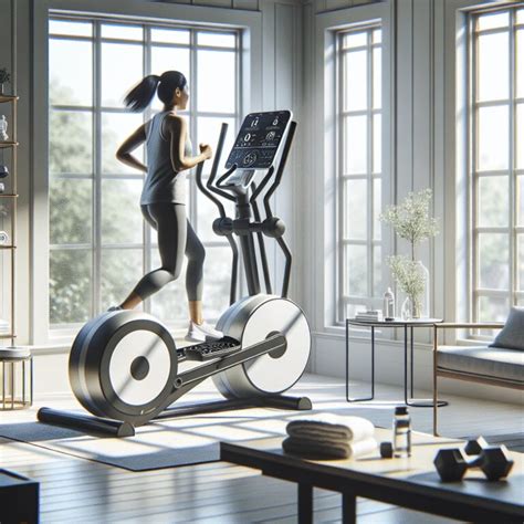 Moters stovintis ant elipsinio treniruoklio