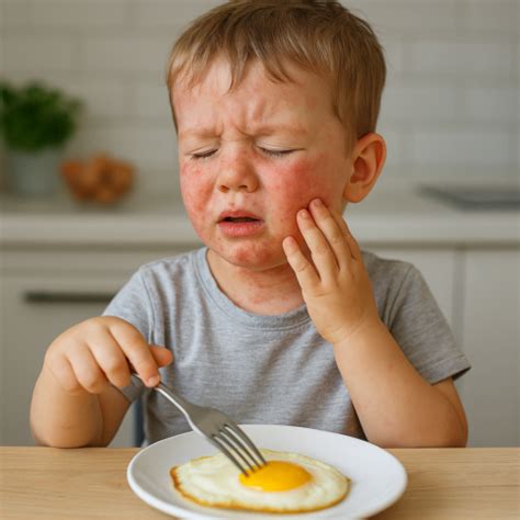 Simptomų, susijusių su alergija kiaušiniui, iliustracija