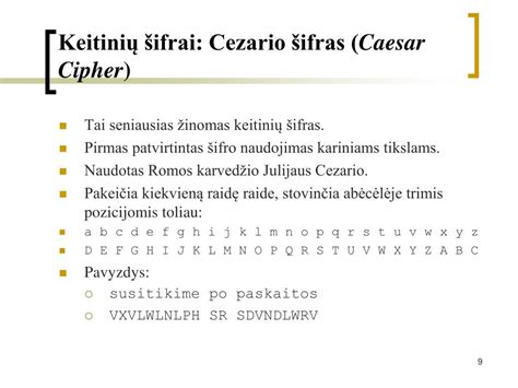 Julijaus Cezario šifro veikimo principas