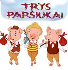 Trys paršiukai stato namelius