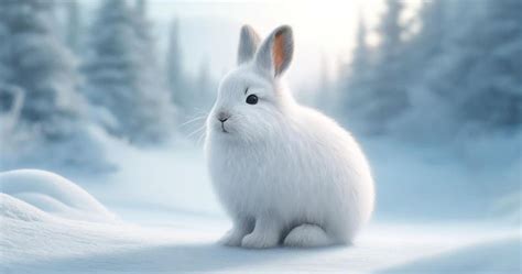 kiškis su baltu kailiu sniege