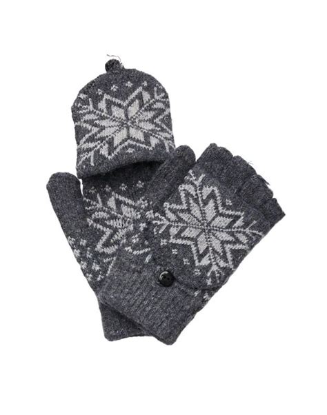 Rankomis megztos pirštuotos pirštinės su žiemos ornamentais