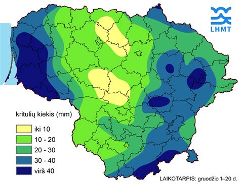 Kintantis kritulių kiekis Lietuvoje