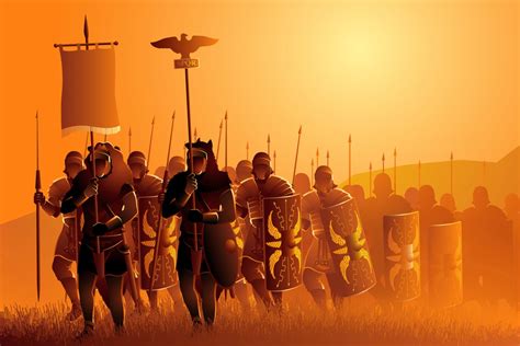 Senovės Romos legionieriai, treniruojasi