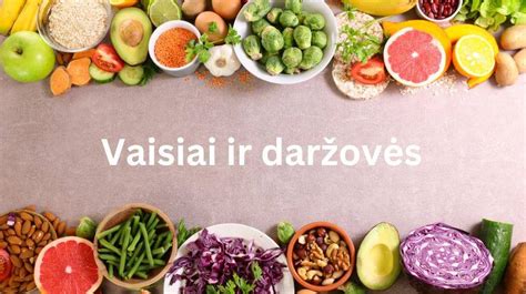 įvairių vaisių ir daržovių asortimentas