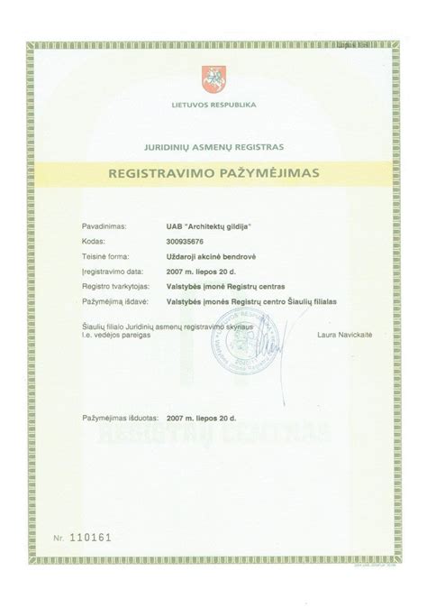 Įmonės registracijos dokumentas