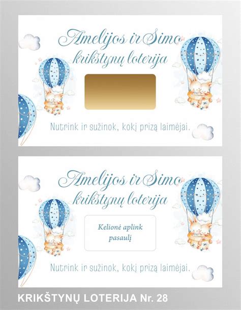 Vaikiški krikštynų loterijos bilietai
