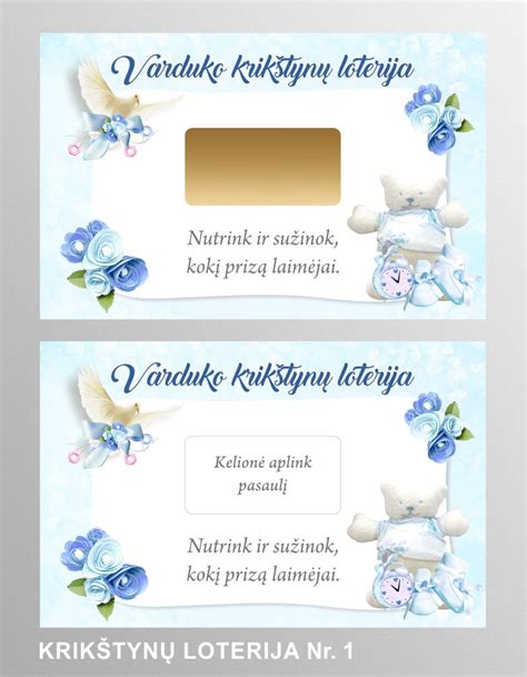 Maketai krikštynų loterijos bilietams