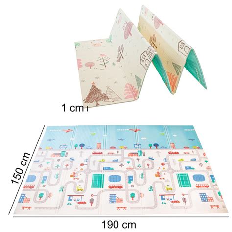 Dvipusis sulankstomas putplasčio kilimėlis su skirtingais raštais