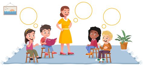 vaikai su mokytoja skaitydami