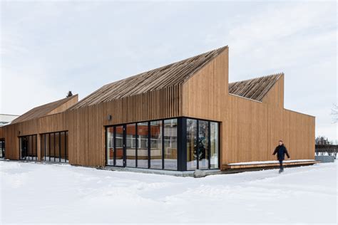 Šiuolaikinės vaikų darželio fasado architektūros vaizdas