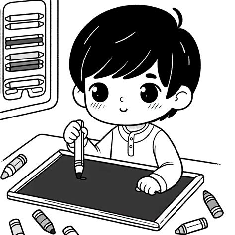 Vaikas rašo raidę ant lentos