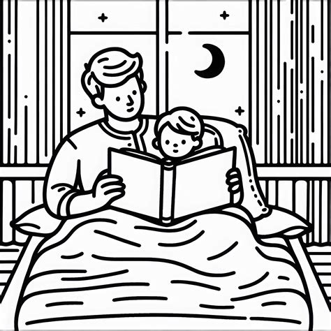 vaikas su tėvais skaito pasaką prieš miegą