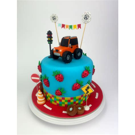 vaikiškas tortas berniukui su automobilio figūrėle