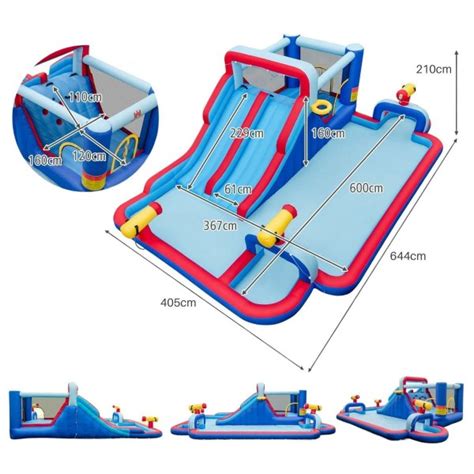 didelis pripučiamas vandens parkas su įvairiomis atrakcijomis