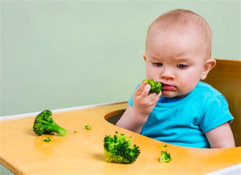 kūdikis ragauja daržovių tyrelę