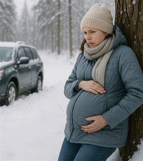 Nėščia moteris su dokumentais