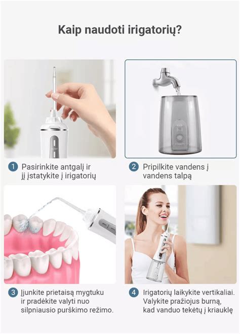 Burnos irigatoriaus naudojimo instrukcija