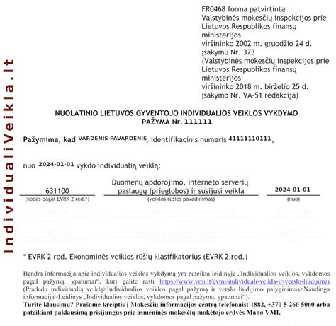 Individualios veiklos pažyma ir Sodros įmokos