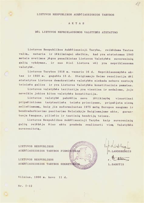 Nepriklausomos Lietuvos pasirašymo aktas