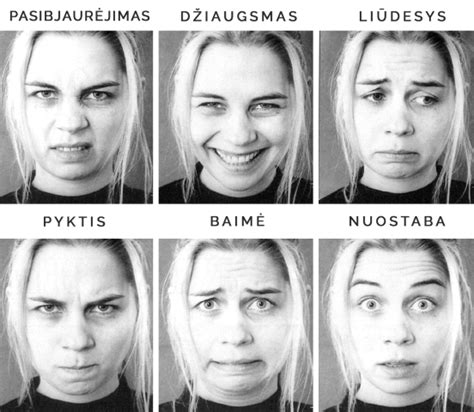 vaikas su įvairiais emociniais veido išraiškos
