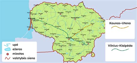 Žemėlapis su maršrutais iš Lietuvos į Ventspilį