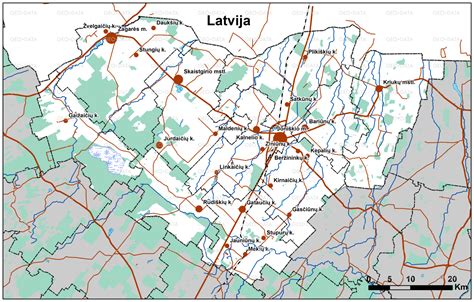 Joniškio rajono žemėlapis su pažymėtomis socialinės globos įstaigomis