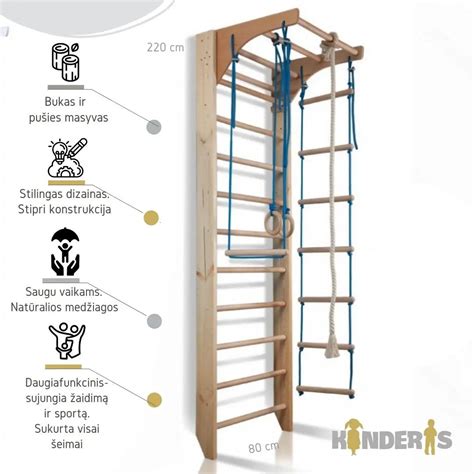 vaikų gimnastikos sienelė su priedais