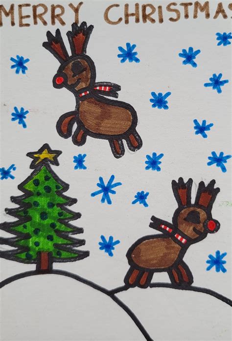 Vaiko piešiamas kalėdinis atvirukas