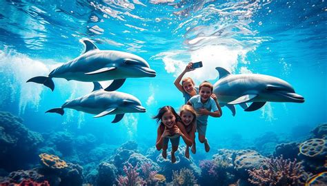 Delfinų šeima baseine