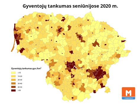 Gyventojų tankumo žemėlapis tarpukario Lietuvoje