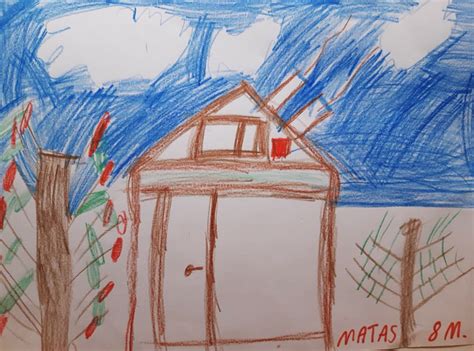 Vaikų piešinys apie namus